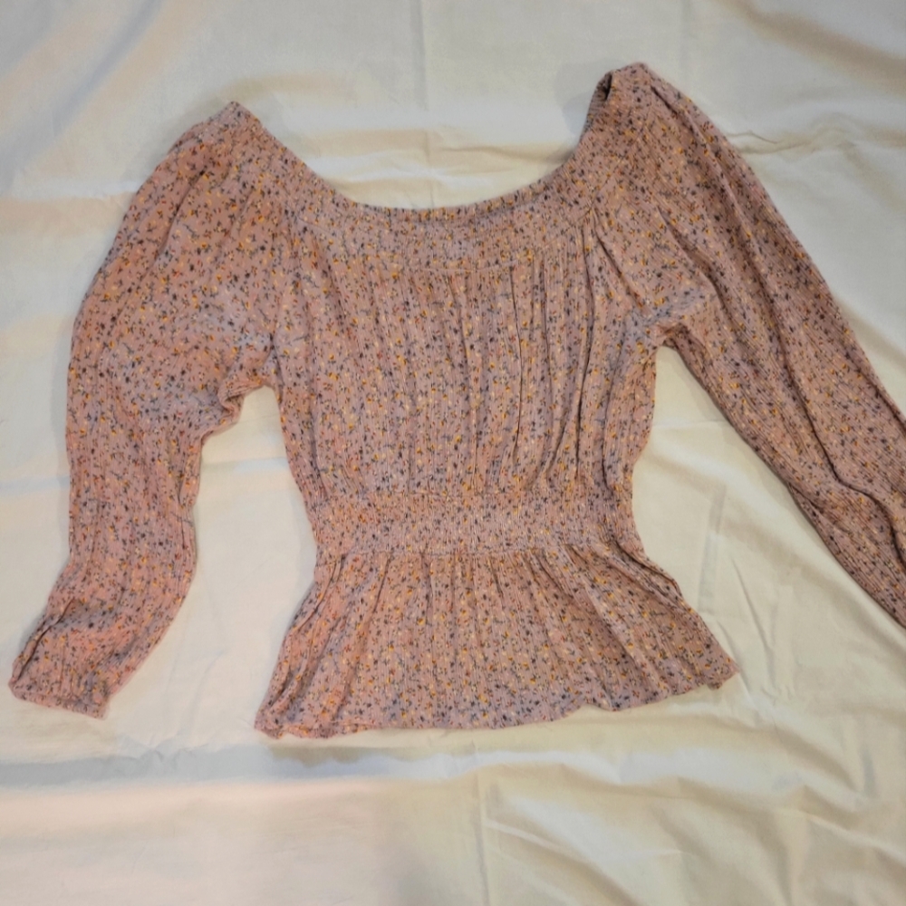 Hippie Rose Pink Floral Baby Doll Top Medium